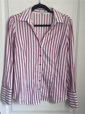 Express Pink and White Striped Button-Down Shirt - Size Medium